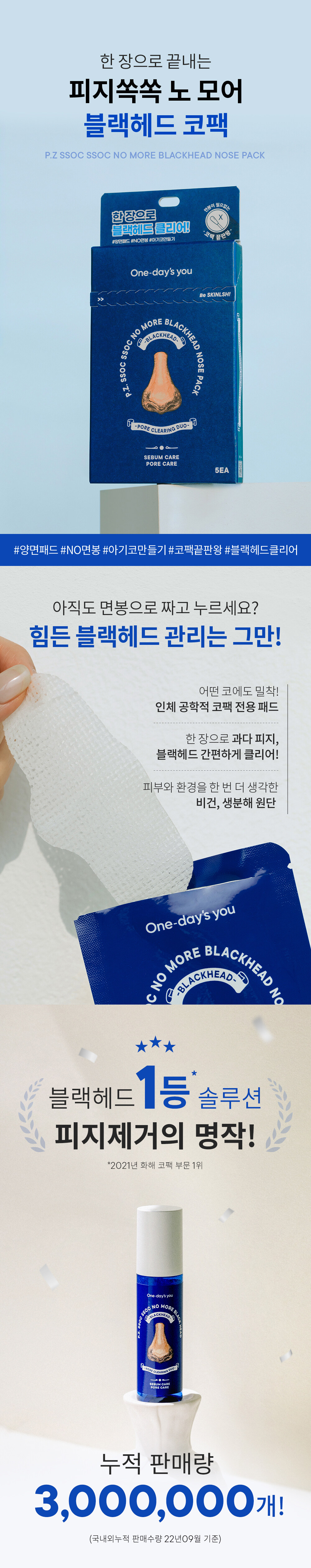 韓國#黑頭救星 #自用推【再見👋士多啤梨鼻】One-day's you No More Black Head Nose Pack 黑頭白頭毛孔深清鼻頭貼