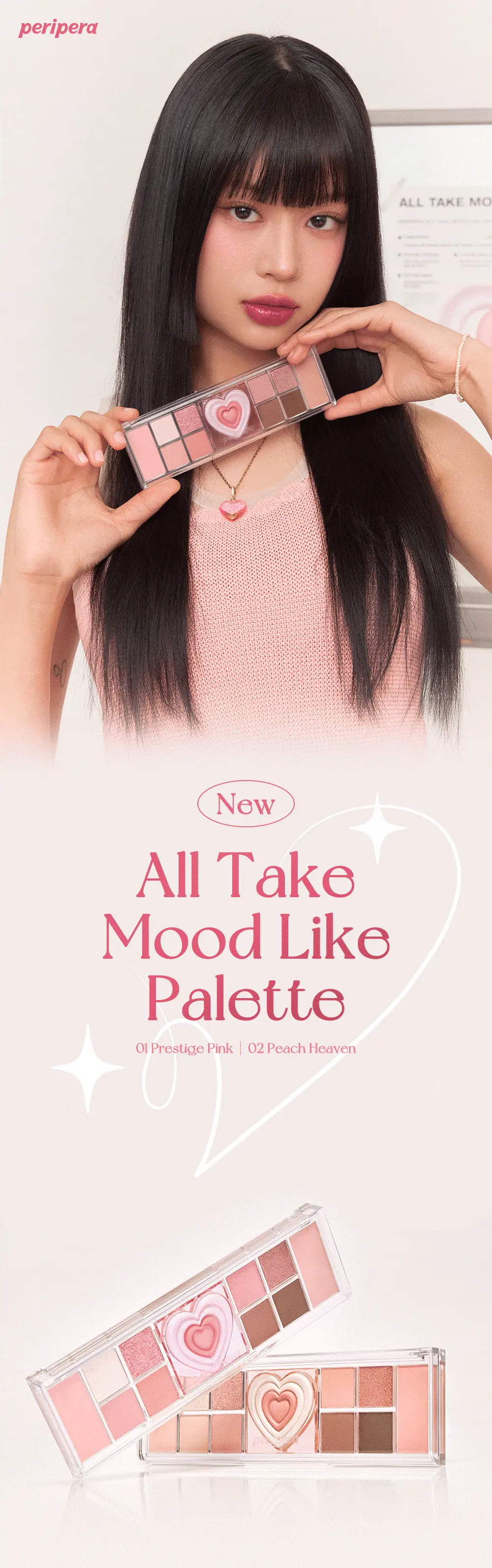 韓國 peripera All Take Mood Like Palette #Peritage蝴蝶結系列🎀 綜合妝容盤心心眼影盤 - 2色選擇