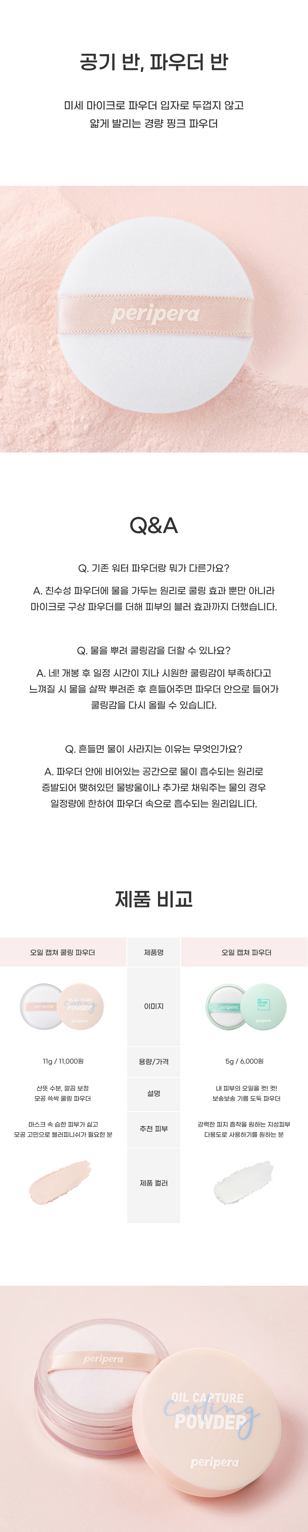 韓國 peripera Oil Capture Cooling Powder 🧊 | 涼感吸油降溫定妝散粉