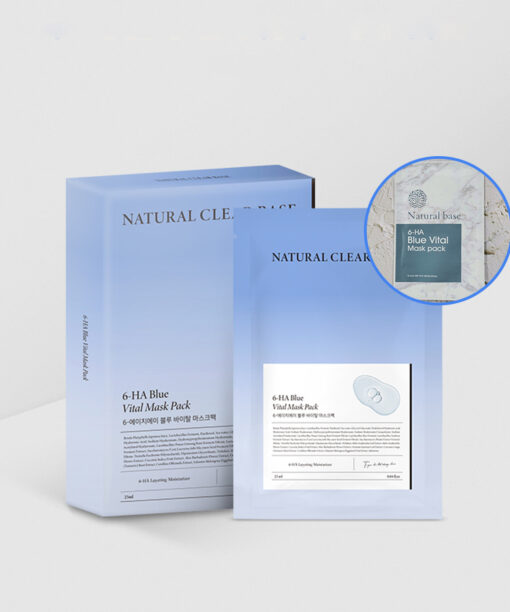 韓國 Natural Base 6-HA Blue Vital Mask Pack 草本藍色活力復活草透明質酸急救保濕面膜 10片裝〔最新包裝〕