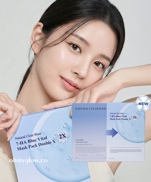 最新升級～Natural Clear Base 7-HA Blue Vital Mask Pack Double X 草本藍色活力復活草透明質酸急救保濕面膜 一盒10片裝 - 兩種選擇