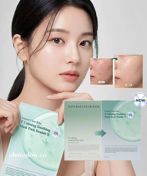 最新升級～韓國 Natural Clear Base T Calming Soothing Mask Pack Double X 有機茶樹積雪草速效舒緩鎮靜面膜 10片裝