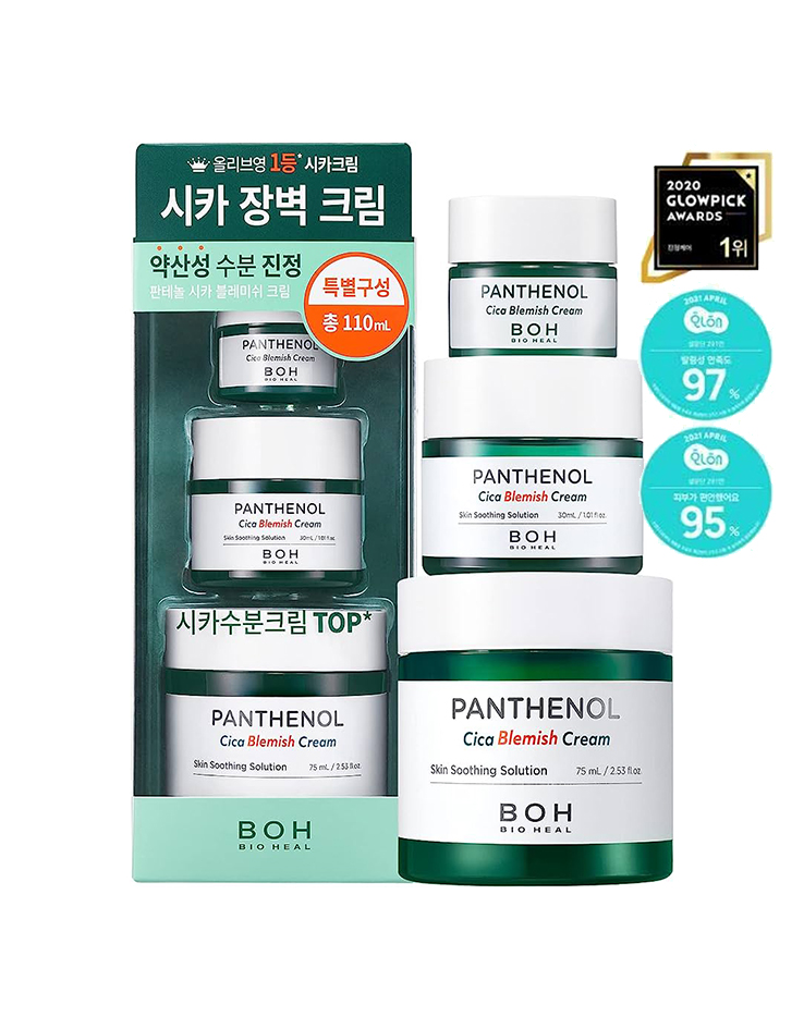 痘敏肌/油敏瑕疵肌～改善黑頭痘痘！韓國 Bio Heal BOH Panthenol Cica Blemish Cream Top Special Set 積雪草舒緩面霜3件超值 TOP套裝