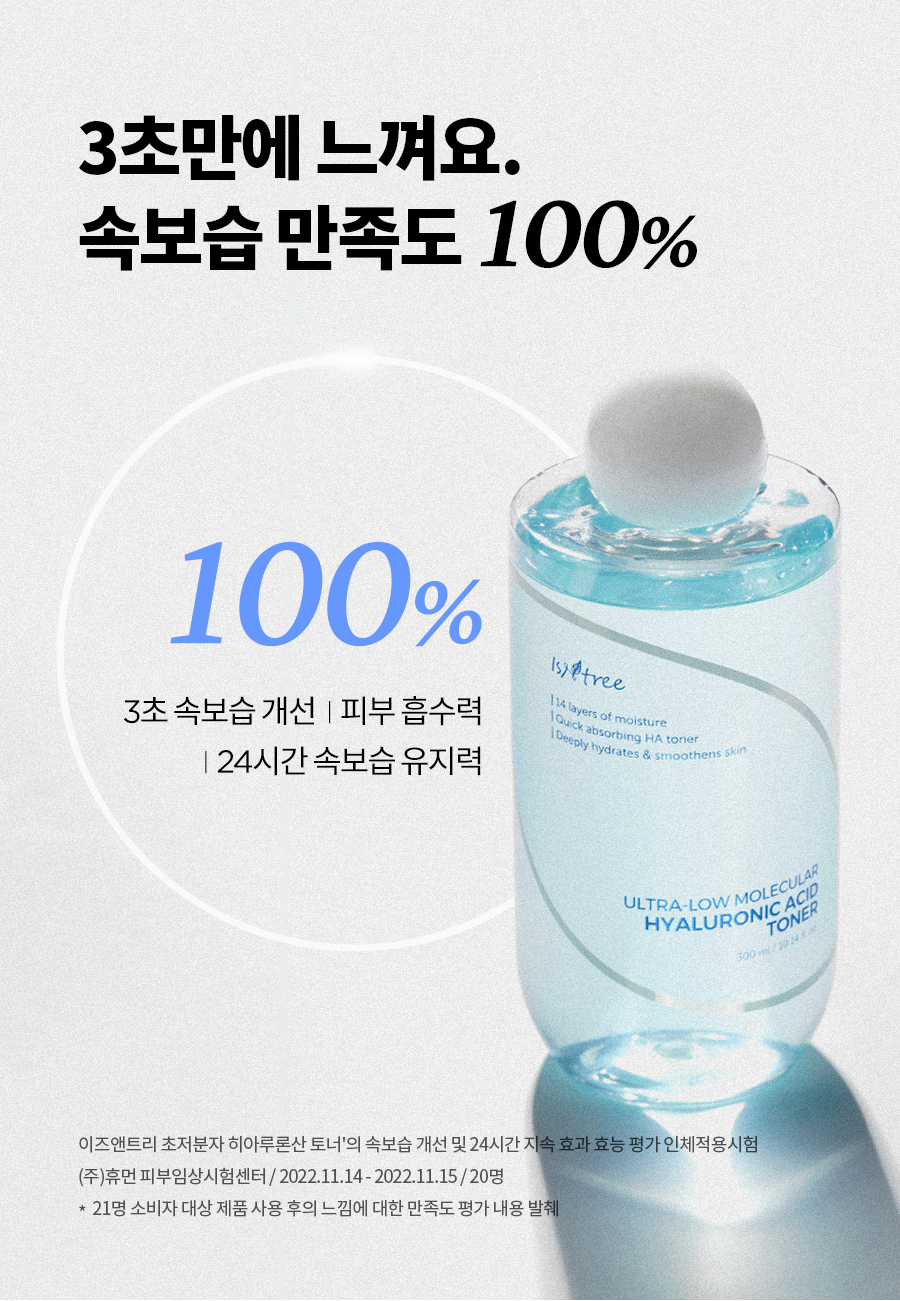 韓國 isntree Ultra-Low Molecular Hyaluronic Acid Toner 極低分子透明質酸保濕爽膚水 300ml