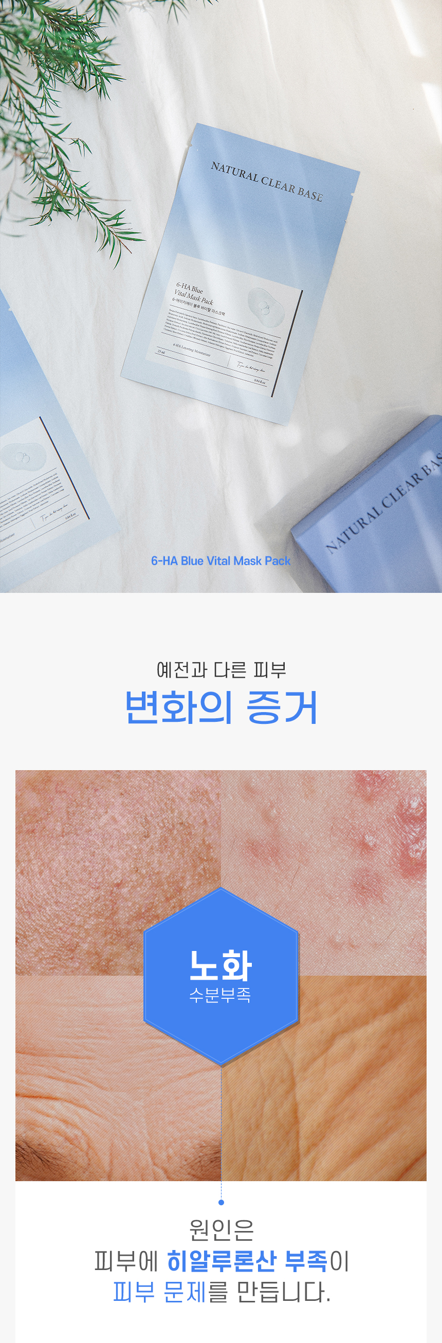 韓國 Natural Base 6-HA Blue Vital Mask Pack 藍色活力復活草保濕面膜 10片裝〔最新包裝〕