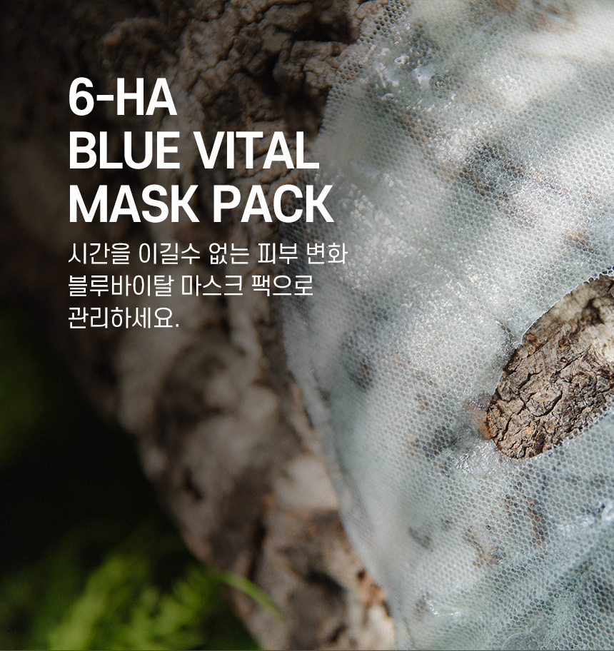 韓國 Natural Base 6-HA Blue Vital Mask Pack 藍色活力復活草保濕面膜 10片裝〔最新包裝〕