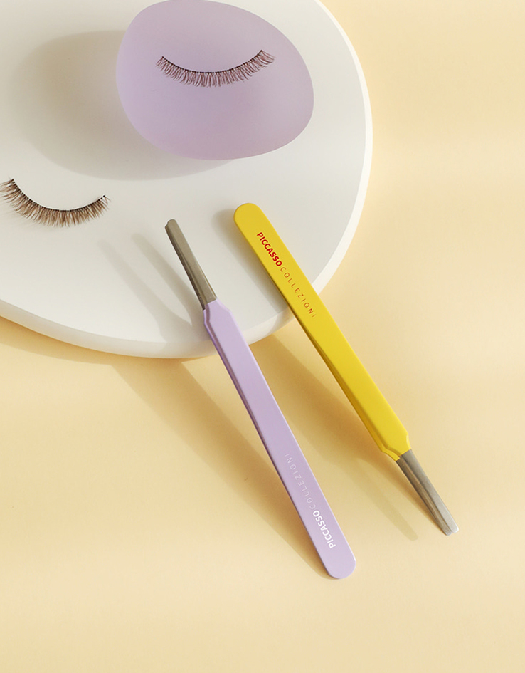 韓國 PICCASSO COLLEZIONI Round Tip Tweezer 扁圓頭睫毛專用夾子 - Purple