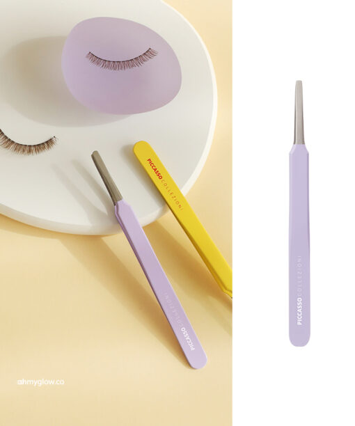 韓國 PICCASSO COLLEZIONI Round Tip Tweezer 扁圓頭睫毛專用夾子 - Purple