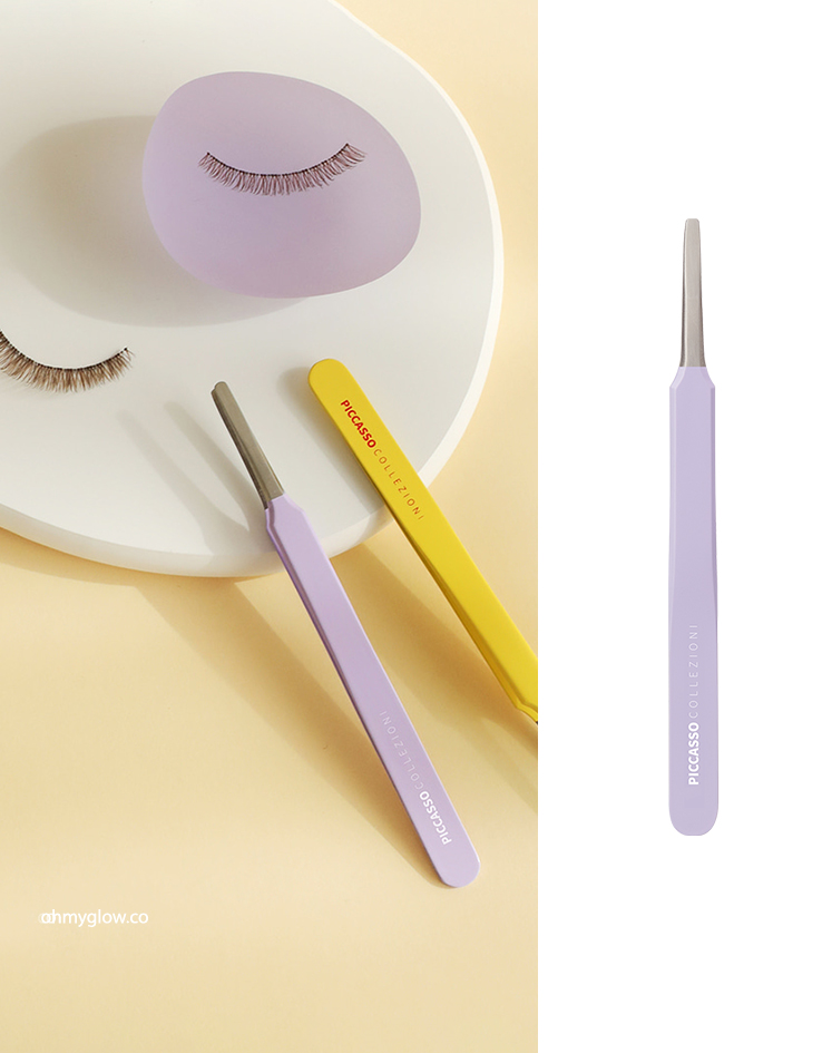 韓國 PICCASSO COLLEZIONI Round Tip Tweezer 扁圓頭睫毛專用夾子 - Purple