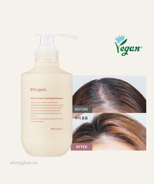 【韓國AVEDA沙龍級護髮】韓國 B Project Stay Hair Deep Cleansing Shampoo 植萃深層豐盈防脫洗髮水 - 500ml