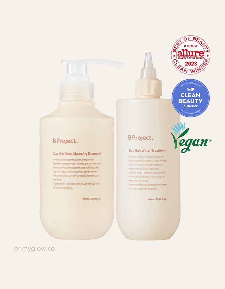 【韓國AVEDA沙龍級護髮】B Project Stay Hair Set 植萃深層豐盈防脫純素洗髮水 + 洗髮膜精華 優惠組合