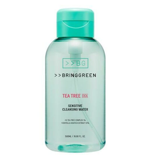 韓國 Bring Green Tea Tree Cica Sensitive Cleansing Water 茶樹積雪草舒敏卸妝水 - 大容量500ml