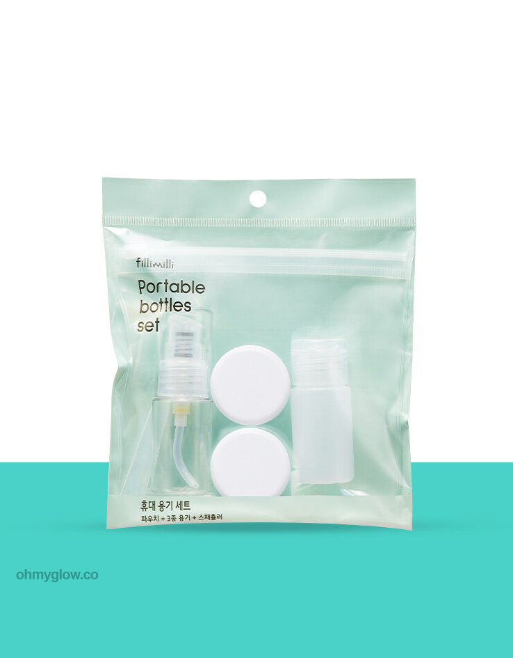 韓國 FilliMilli Portable Travel Bottle Set 旅行便儶容器 - 4件裝連收納包
