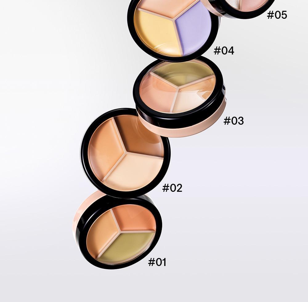 【🏆韓國 No.1】新色05入!韓國 TheSaem Cover Perfection Triple Pot Concealer 3色遮瑕X校正X調膚修容盤(#01-05) - 5色選擇