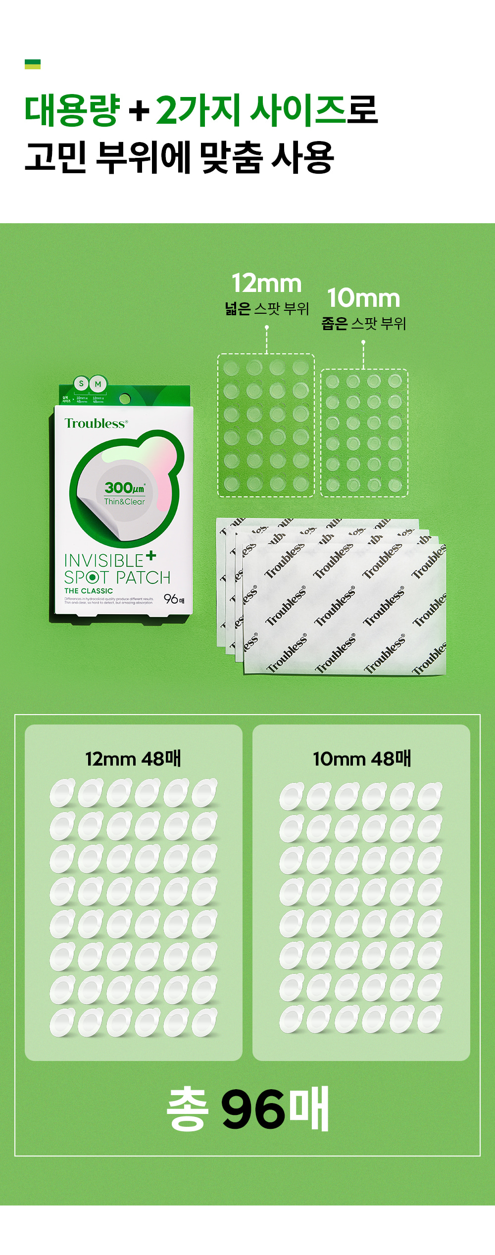 韓國 Troubless Invisible Spot Patch #Classic 極透薄隱形痘痘貼 - 96片裝