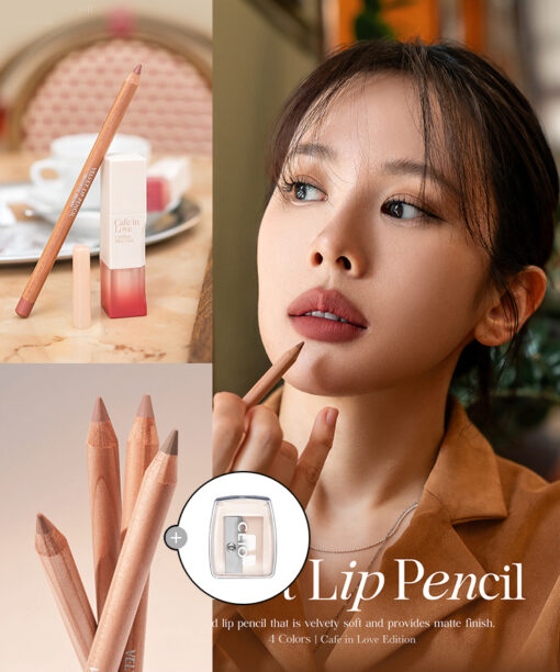 [附送Sharpener]韓國 CLIO X Happyrim #Cafe In Love Edition Velvet Lip Pencil 絲絨造型唇筆 - 4色選擇