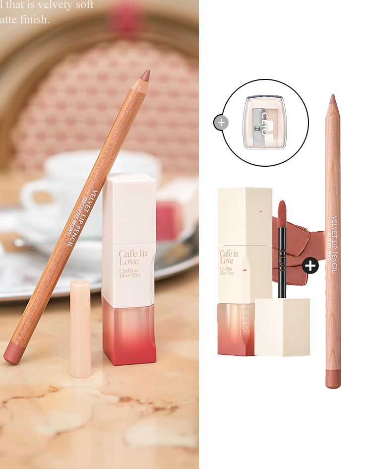 [☕Cafe in Love Edition優惠組合] 韓國 Clio X Happyrim Chiffon Blur Tint + Velvet Lip Pencil 絲絨霧面唇釉 + 唇筆優惠組合 - 色號自選