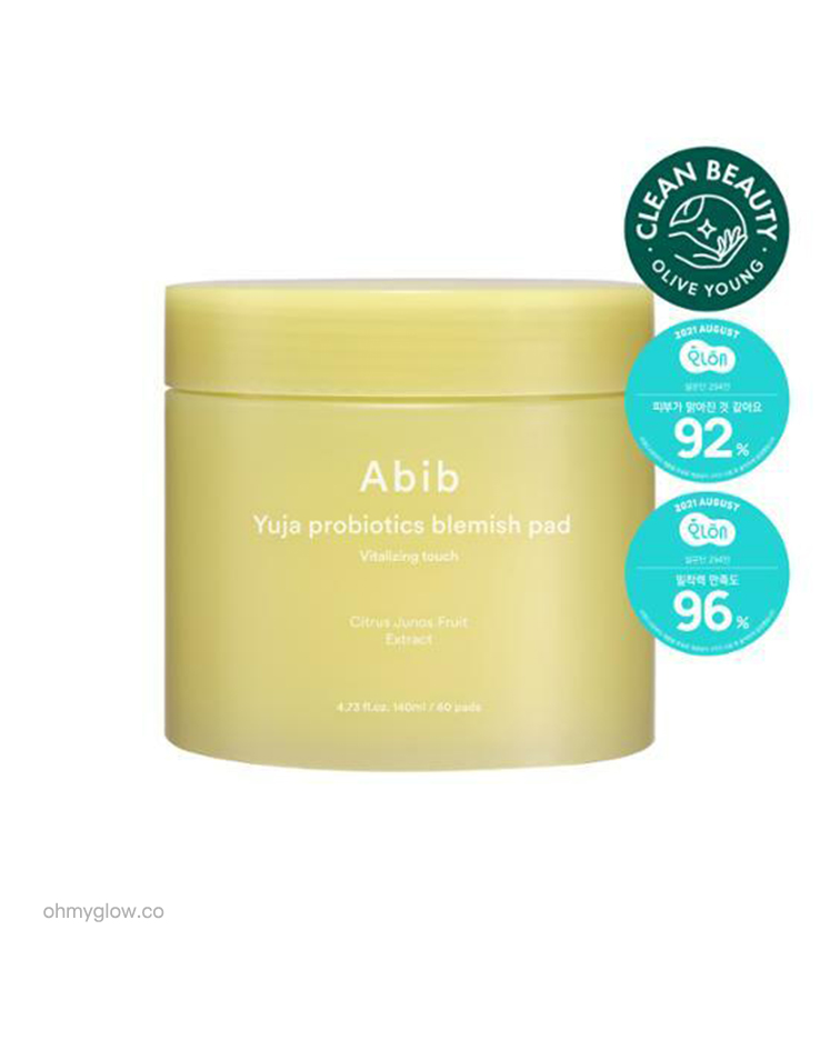擊退捱夜泛黃暗沉～韓國Abib Yuja Probiotics Blemish Pad Vitalizing Touch 柚子益生菌亮膚精華爽膚棉片 - 60片裝