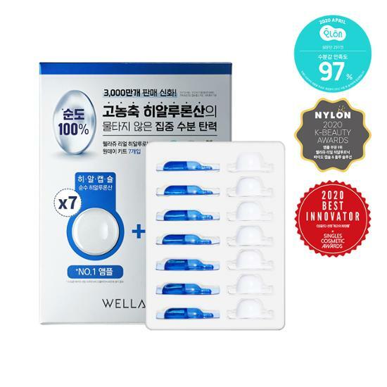 速救缺水乾紋～韓國 Wellage Real Hyaluronic One Day Kit 高濃度透明質酸一天水光保濕急救精華膠囊 - 7日用