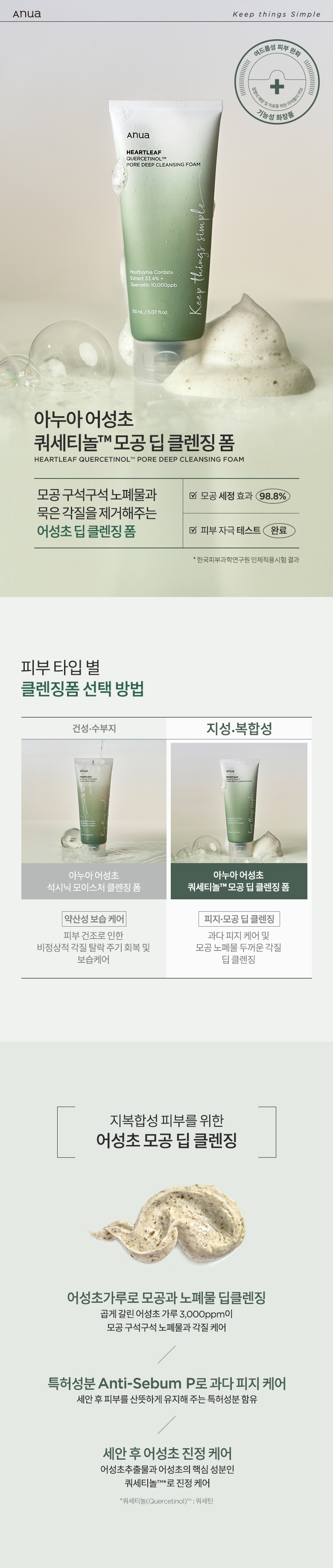 韓國 ANUA Heartleaf Quercetinol Pore Deep Cleansing Foam 魚腥草槲皮素毛孔深清 潔膚乳
