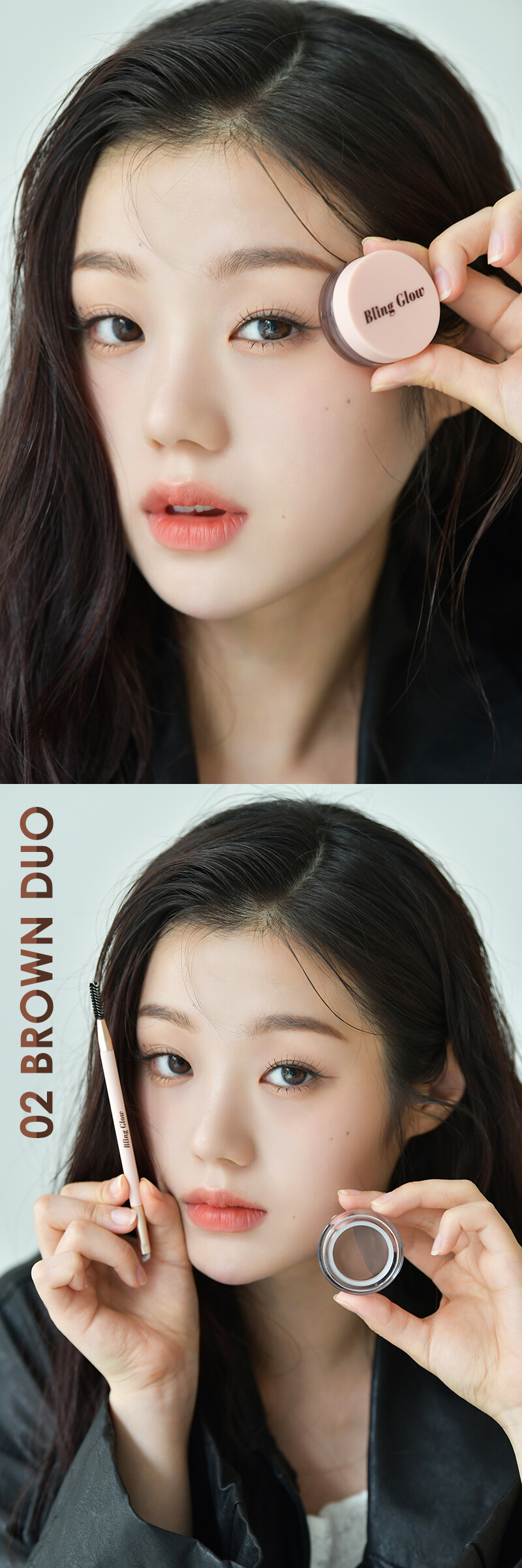 韓國 Bling Glow Brow liner 雙色多用途持久防水眉膏連雙頭眉掃 - 2色選擇