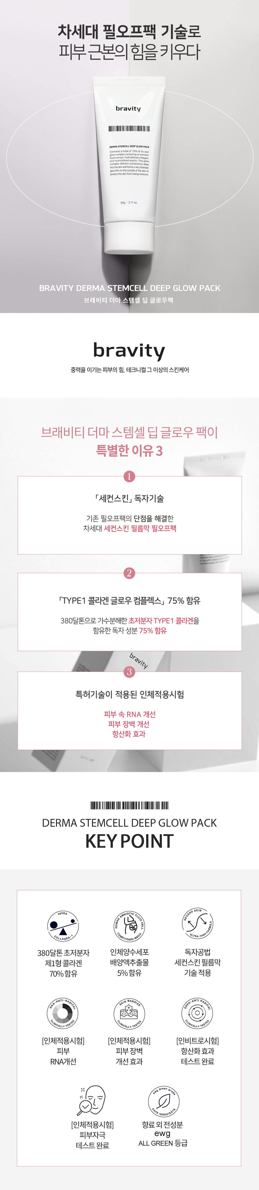 韓國 Bravity Stem-cell Deep Glow Pack 幹細胞膠原蛋白深層水光面膜