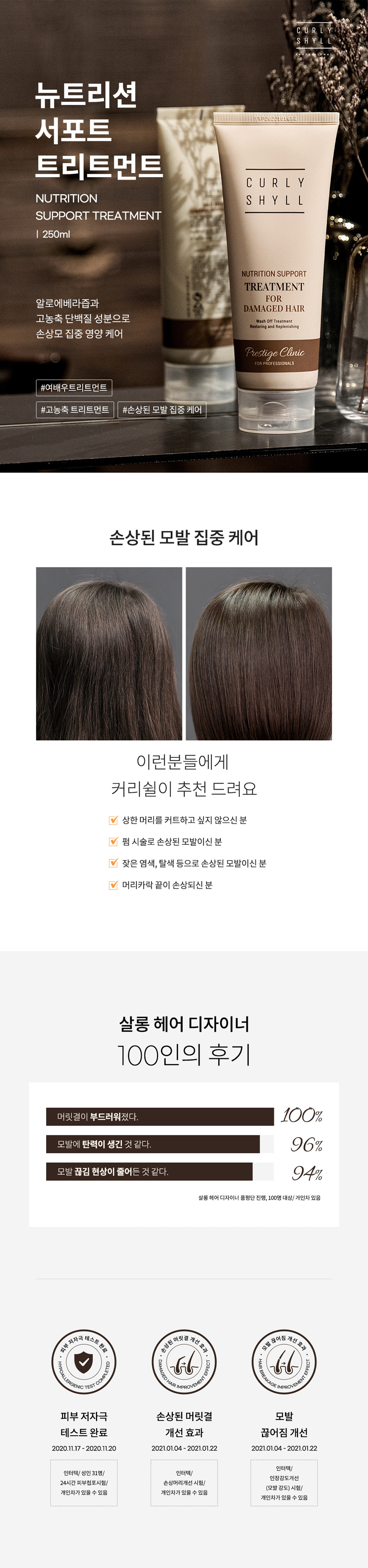 韓國 CURLYSHYLL Nutrition Support Treatment 集中滋養修護髮膜 - 250ml