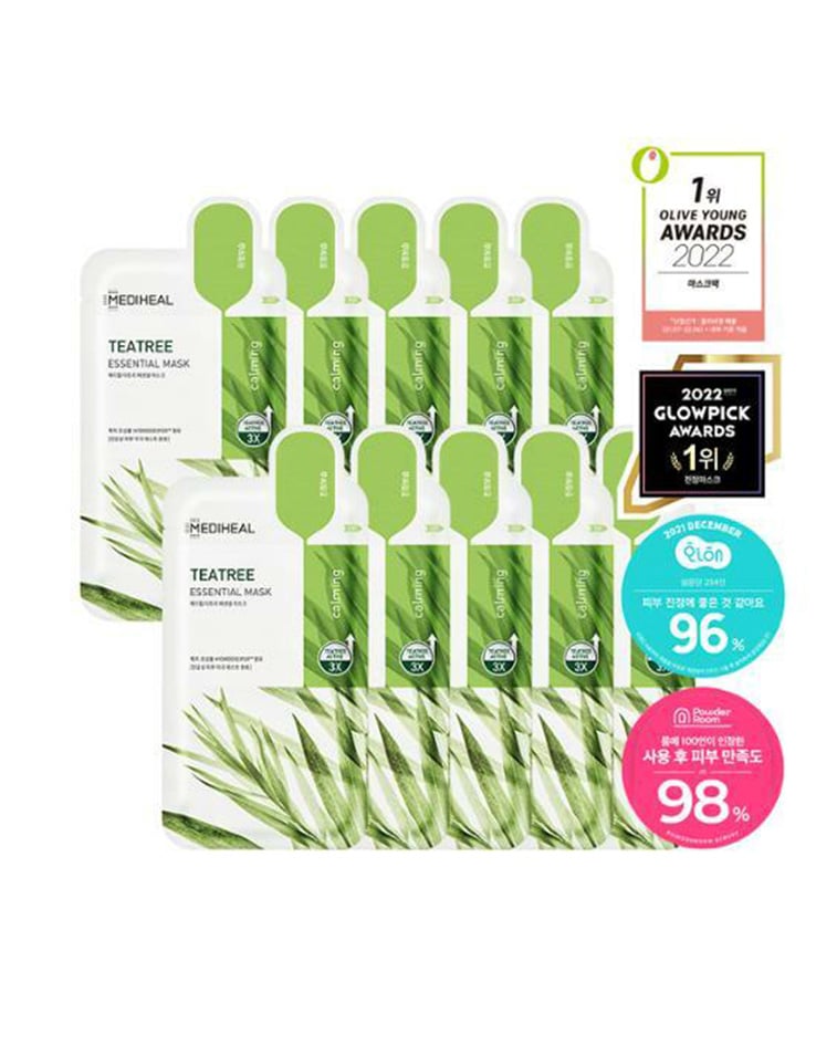 韓國 Mediheal Teatree Essential Mask 3X茶樹鎮靜精華面膜 10片裝 - 2種選擇