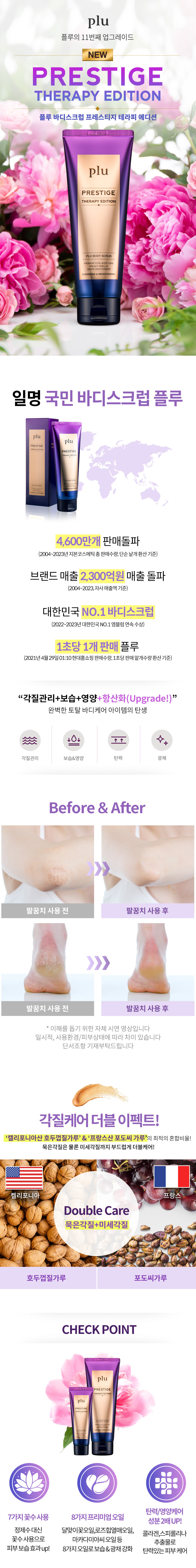 韓國 Plu Body Scrub Prestige Therapy Edition 角質·保濕·抗氧化·修護提亮 核桃殻葡萄籽身體磨砂