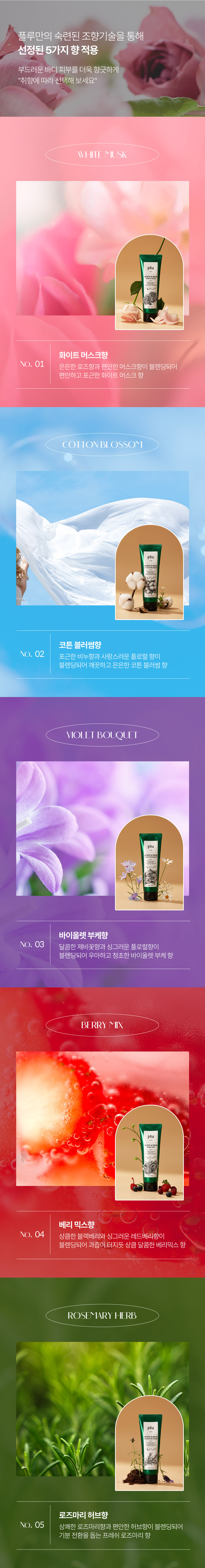 韓國 Plu Body Scrub 身體磨砂(Rosemary Herb/White Musk/Berry Mix) - 5種選擇