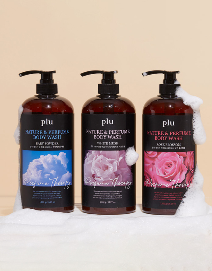 韓國 Plu Nature and Perfume Body Wash 自然香氛身體沖涼沐浴露(玫瑰花/白麝香/嬰兒爽身粉) - 1000ml