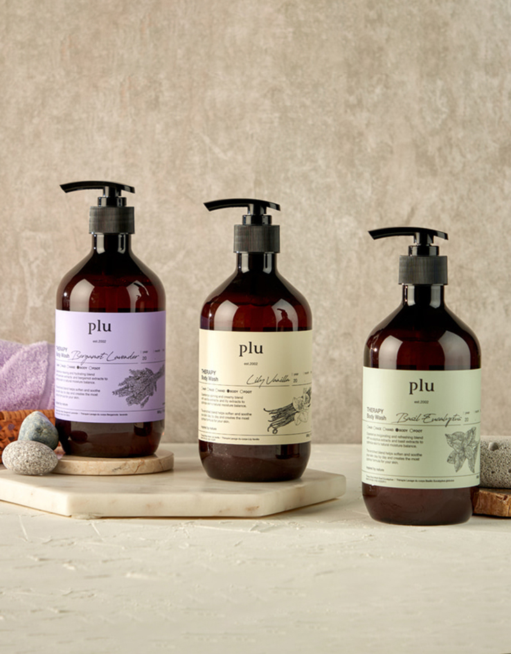 韓國 Plu Therapy Body Wash 香氛芳療身體沐浴露(薰衣草/羅勒尤加利/香草百合) - 500g