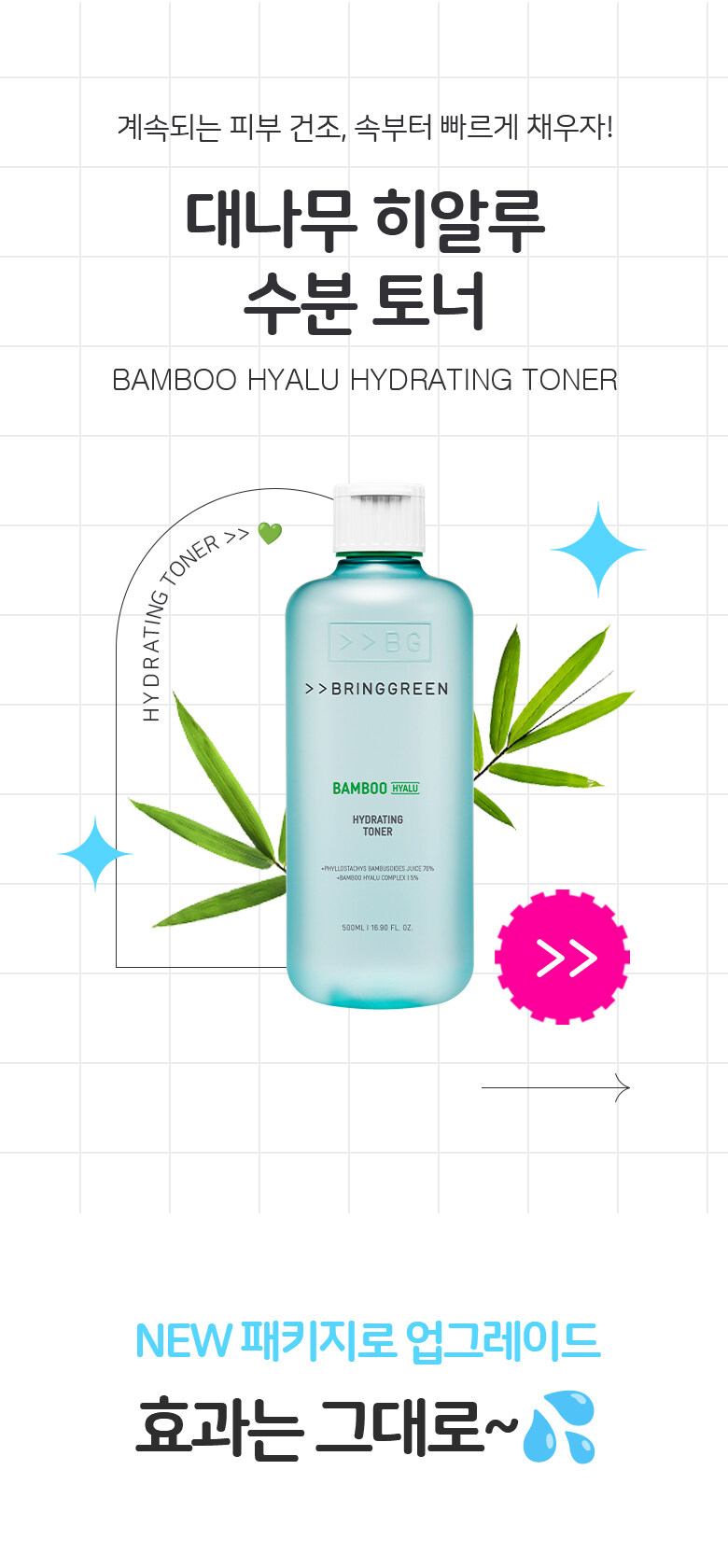 新包裝~韓國 Bring Green Bamboo Hyalu Hydrating Toner 竹萃透明質酸保濕爽膚水 - 250ml