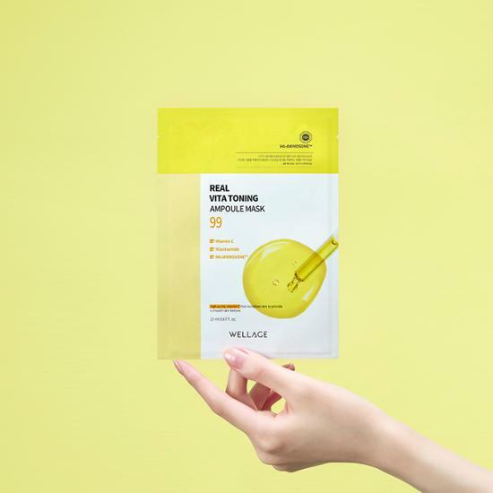 韓國 Wellage Real Vita Toning Ampoule Mask 高濃度維C美白提亮精華面膜 - 2種選擇