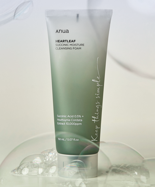 韓國 ANUA Heartleaf Succinic Moisture Cleansing Foam 魚腥草琥珀酸保濕去角質弱酸性潔面乳 - 150ml