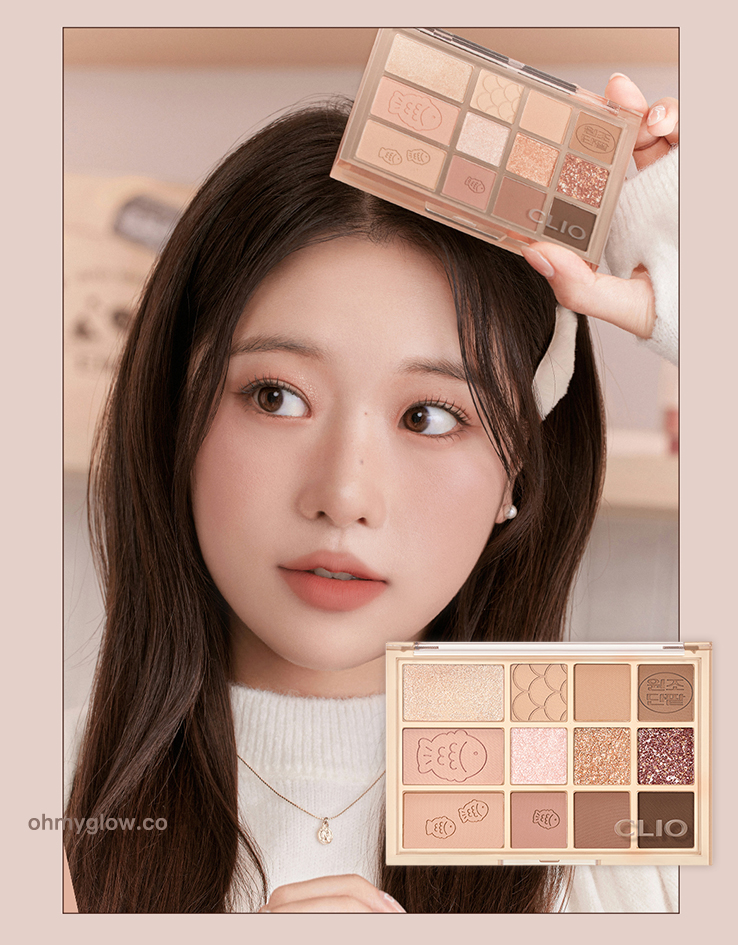 韓國 Clio #🐟鯽魚餅系列 Soul Dessert Edition Shade & Shadow Palette 12色妝容綜合盤眼影盤 – #04 Original Red Bean