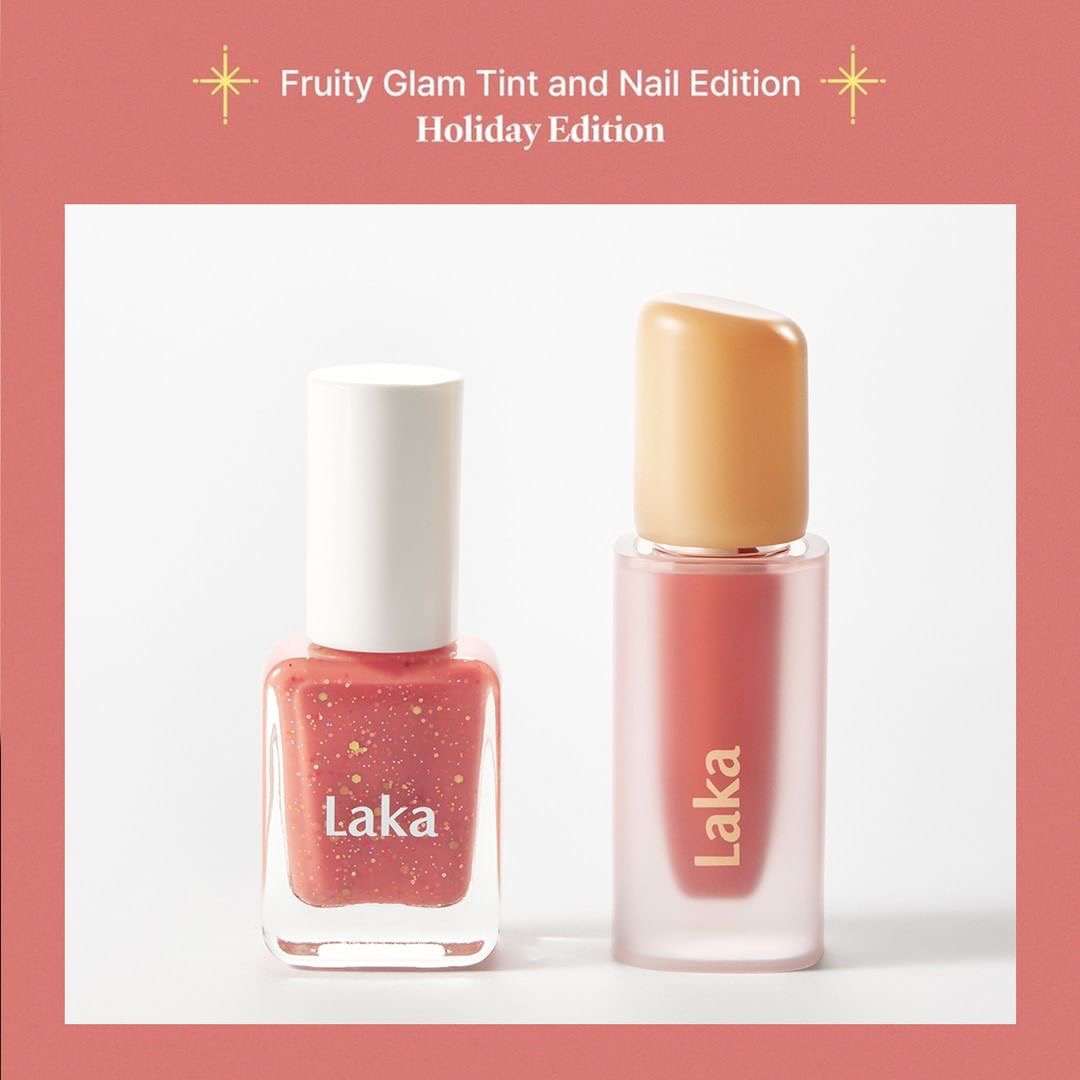 節日限定套裝🎁 送指甲油！Laka Glam Lip and Nail Holiday Edition 果汁水光純素唇釉 + 指甲油 限量SET - 103 Humming Edition