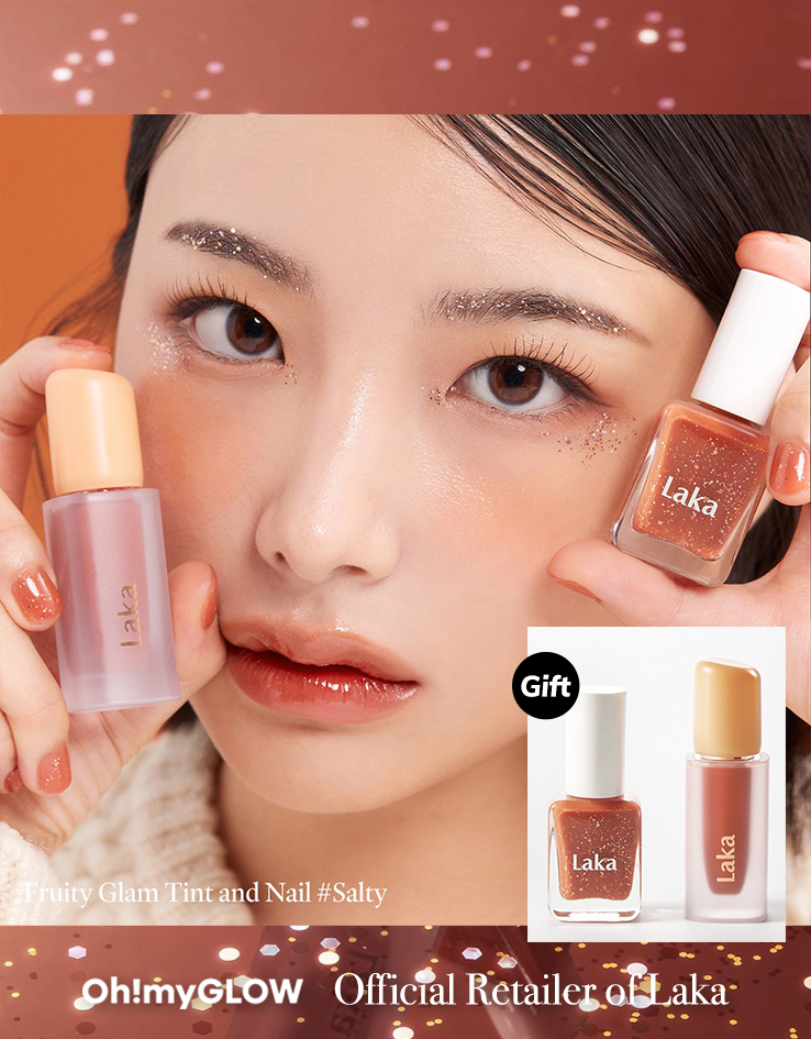 節日限定套裝🎁 送指甲油！Laka Glam Lip and Nail Holiday Edition 果汁水光純素唇釉 + 指甲油 限量SET - 108 Salty Edition