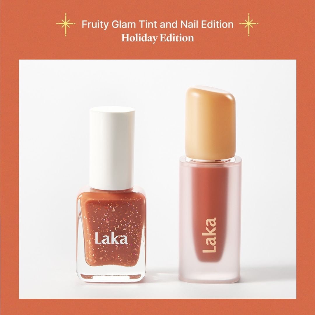 節日限定套裝🎁 送指甲油！Laka Glam Lip and Nail Holiday Edition 果汁水光純素唇釉 + 指甲油 限量SET - 108 Salty Edition