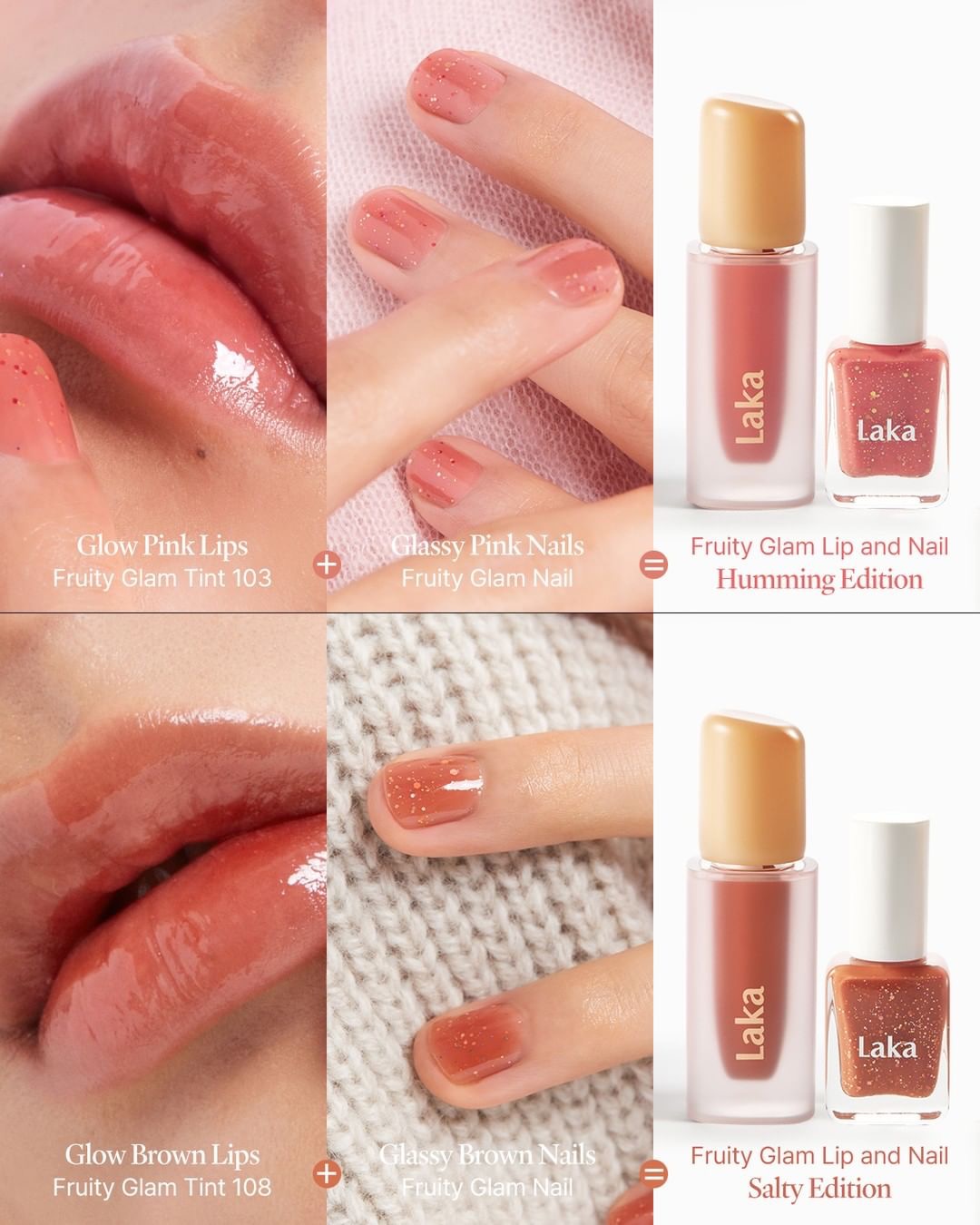 節日限定套裝🎁 送指甲油！Laka Glam Lip and Nail Holiday Edition 果汁水光純素唇釉 + 指甲油 限量SET - 2色選擇