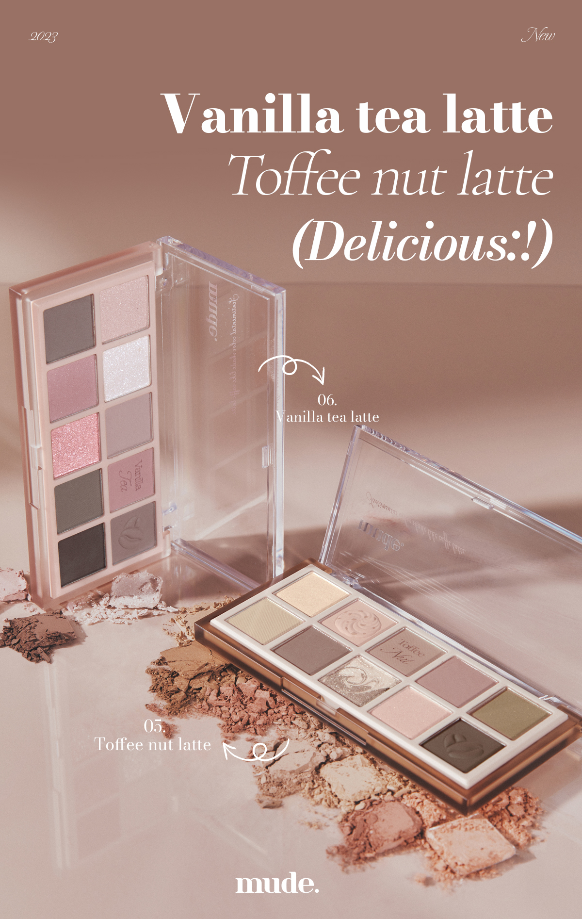 🌰新品限量送手機支架☕ 韓國 mude Shawl Moment Eyeshadow Palette 十色眼影盤 #06 Vanilla Tea Latte 低飽和調雲呢拿茶拿鐵