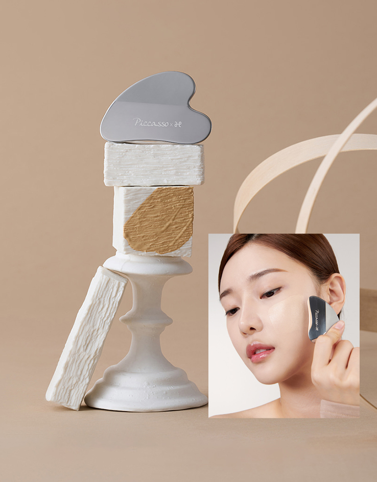 韓國 PICCASSO Curved Makeup Spatula 弧形粉底刮刀連收納套