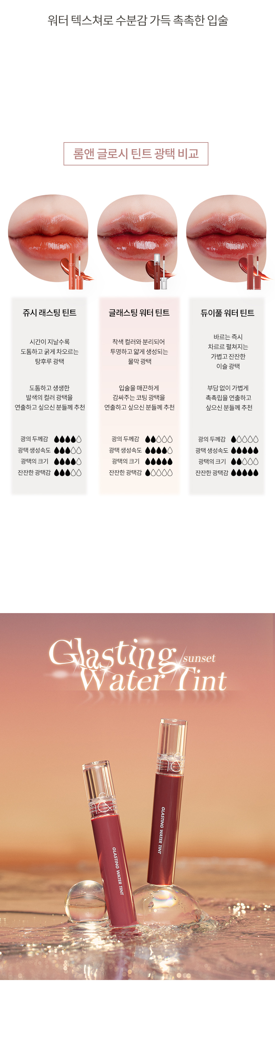 新品！3秒成膜！韓國 rom&nd #Sunset 日落系列 Glasting Water Tint 透明玻璃水感唇釉(#14-17) – 4色選擇