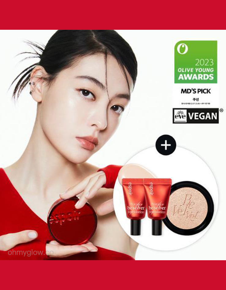 【Olive Young Award🏆得奬限定版 超值送2支Mini Foundation!】霧面高清氣墊！韓國 Espoir Pro Tailor Be Velvet Cover Cushion New Class SPF34 PA++ (+Refill) 持久絲絨啞緻無瑕純素氣墊粉底+補充裝+迷你粉底液 - 3色選擇