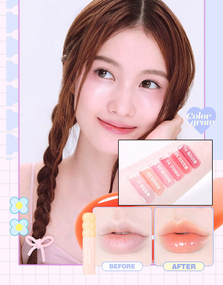 新色入！\🏆GlowPick/ 韓國Colorgram Fruity Glass Gloss 冰糖葫蘆果汁水亮唇蜜 (#01-06) – 6色選擇