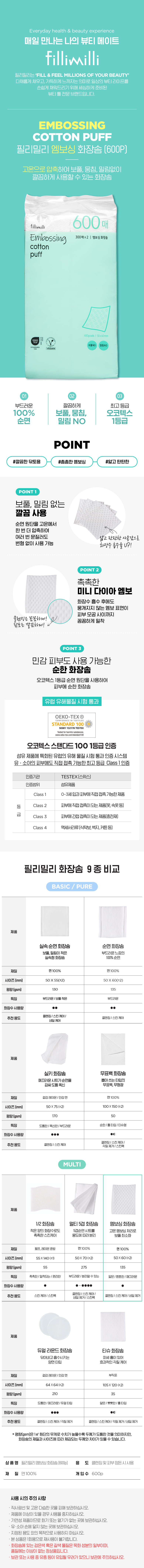 韓國 FilliMilli Embossing Cotton Puff 壓花化妝棉片- 600片裝