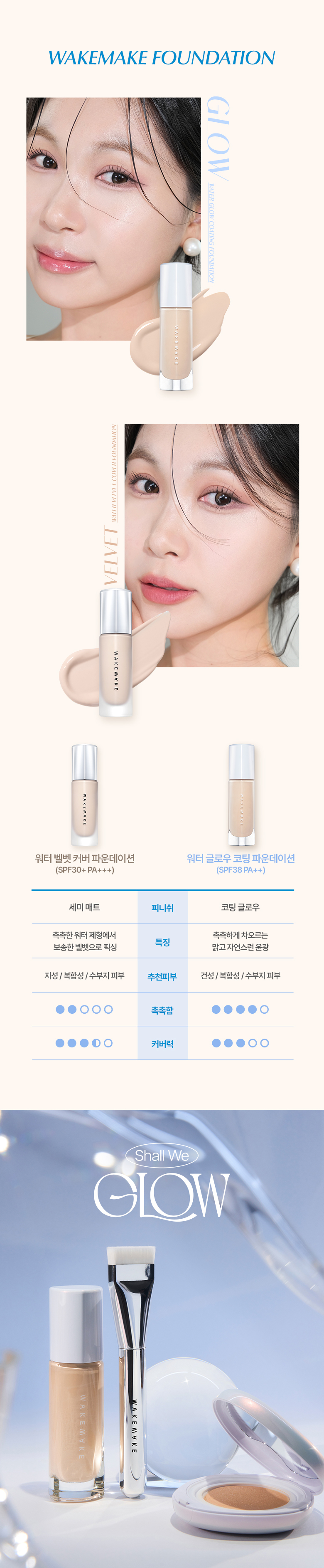 韓國 WakeMake Water Glow Coating Foundation 水感持久水光純素粉底液 SPF38 PA++ - 4色選擇