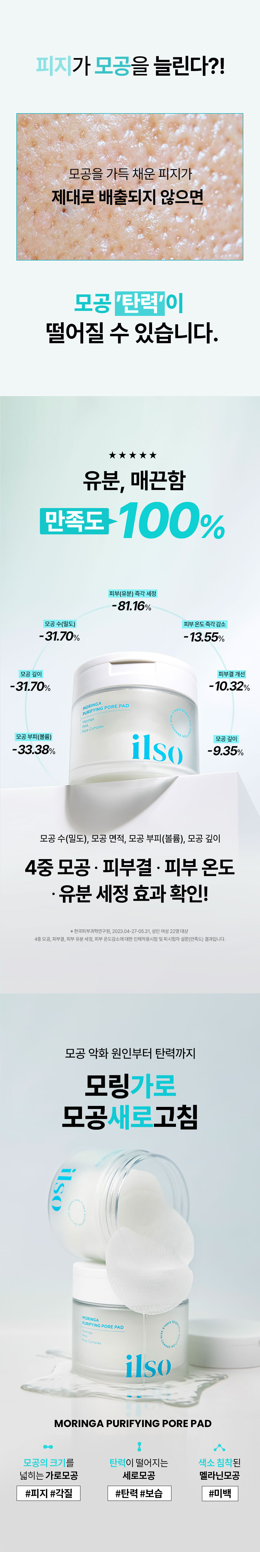 韓國 ilso Moringa Purifying Pore Pad  辣木淨化角質毛孔修護爽膚棉片 - 60片裝