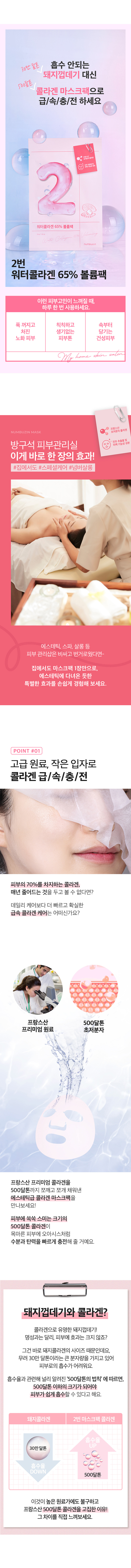 提升彈性撫紋~韓國 numbuzin No.2 Water Collagen 65% Voluming Sheet Mask 65%低分子膠原蛋白水潤彈嫩面膜 - 2款選擇