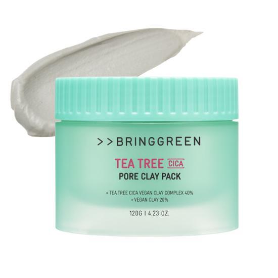 韓國 Bring Green Tea Tree Cica Pore Clay Pack Strong 茶樹積雪草收毛孔清潔泥膜〔強力版〕 – 100g